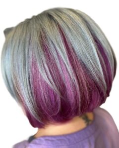 Pixie Haircut With Silver Blonde Two Tone Hair Color CA Colors Salon Hair Extensions