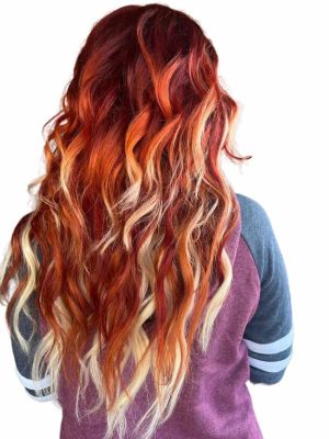 Vivid Red & Orange Ombre With Hair Extensions in Pittsburgh, PA - CA Colors Salon & Hair Extensions