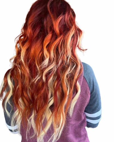 Vivid Red & Orange Ombre With Hair Extensions in Pittsburgh, PA - CA Colors Salon & Hair Extensions